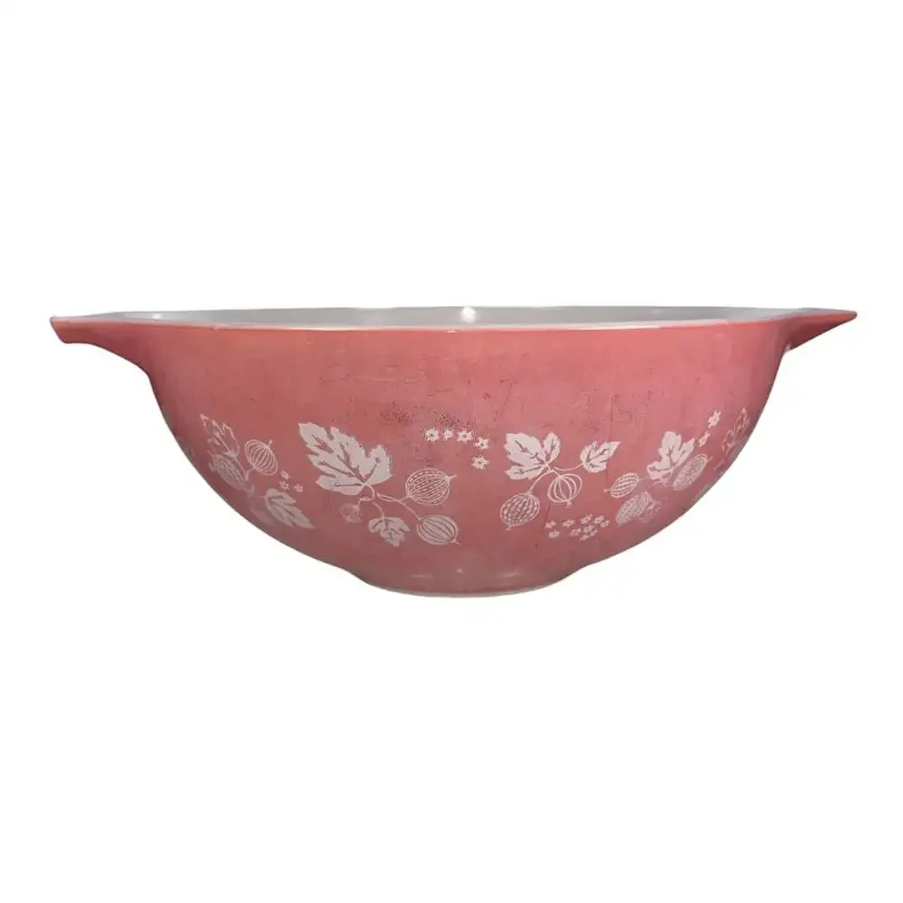 PYREX #444 Pink Gooseberry Cinderella 4 Quart Glass Nesting Mixing Bowl MCM